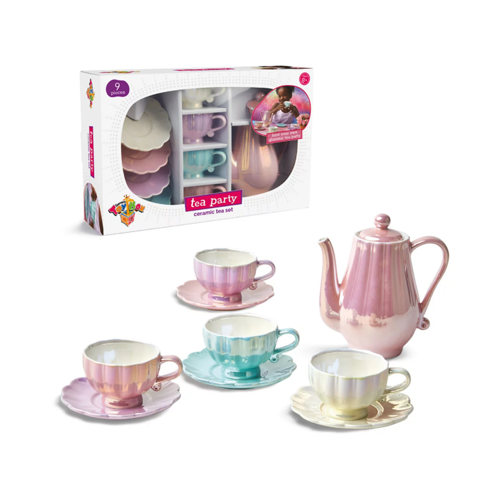 Tea Party Ceramic 9 Pieces Tea Set Ages 8-11 NWT - Picture 3 of 5